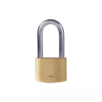 Yale Brass Padlock 60mm with 3 Keys, Hardened Long Shackle 10mm, Single Locking Shackle, Self-latching Mechanism, Suitable for indoor Use, Improved Security PL-110B/60/163/1