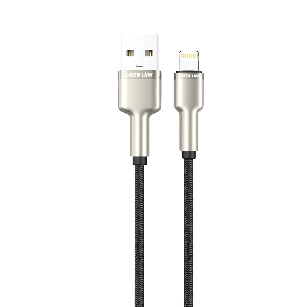 Green Lion USB-A to Lightning Braided Cable - Black