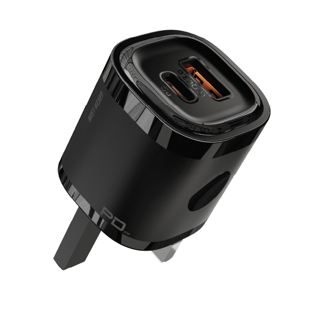Green Lion PD & QC3.0 Mini Wall Charger PD 20W - Black