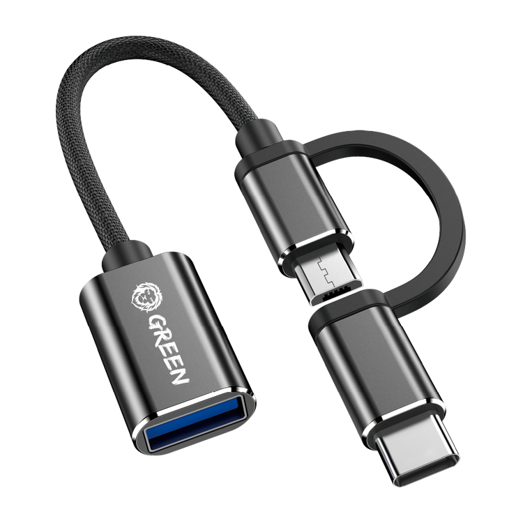 Green Lion 2 in 1 USB 3.0 OTG Portable Cable ( Micro / Type-C ) OTG Fast Charging & Transfer Plug & Play