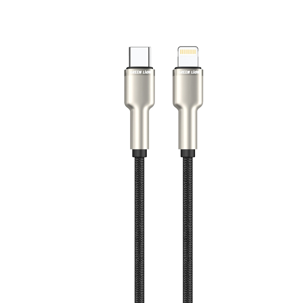 Green Lion USB-C to Lightning Braided Cable - Black