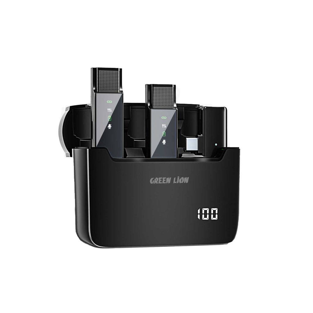 Green Lion 2 in 1 Digital Display Microphone ( Type-C Connector ) - Black