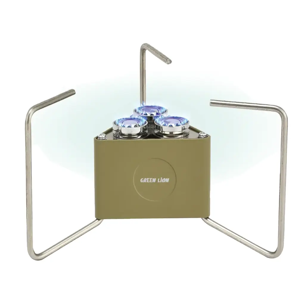 Green Lion 3-Burner Foldable Camping Stove - Khaki