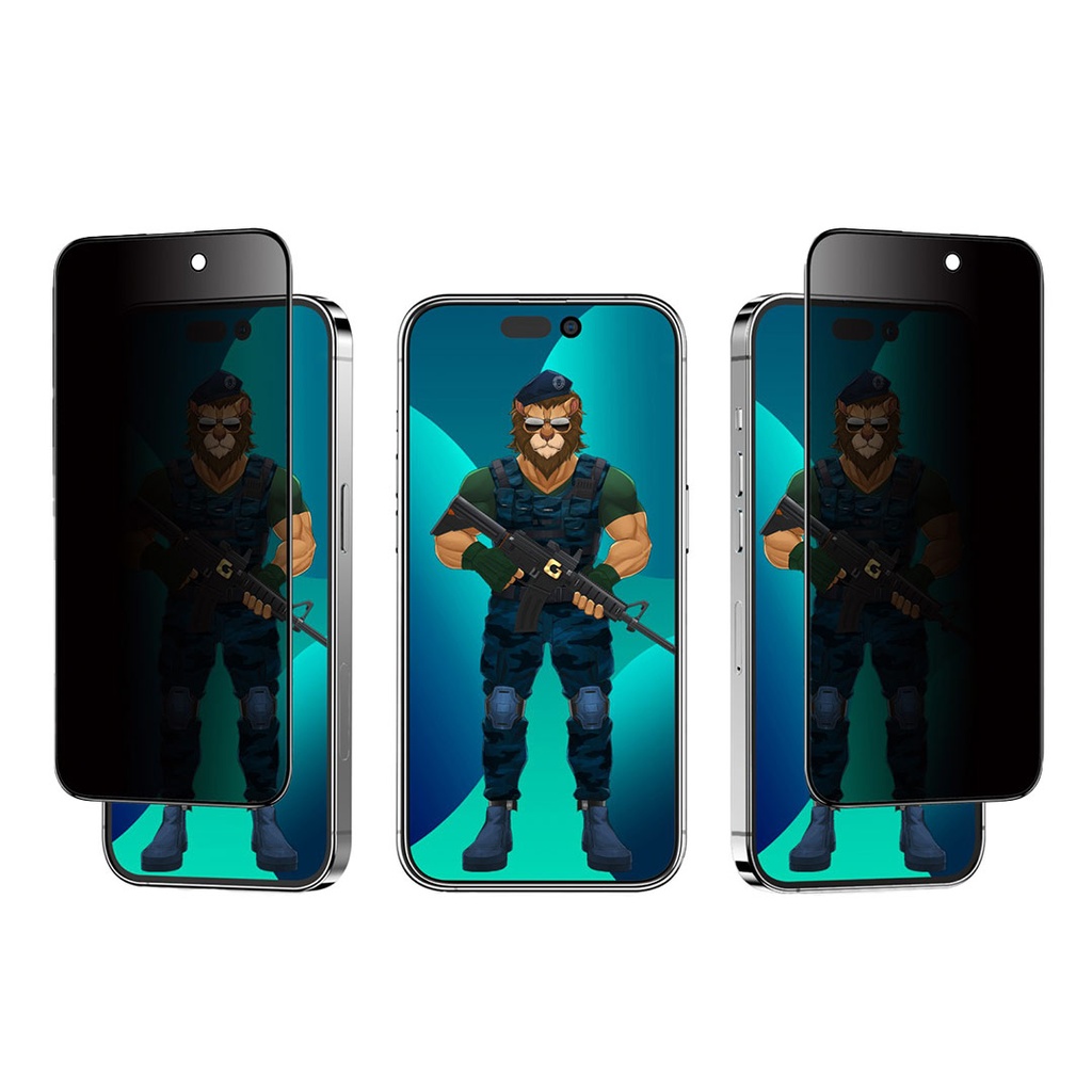 Green Lion 3D PET Privacy Glass Screen Protector For iPhone 14 Pro Black Edge/Privacy