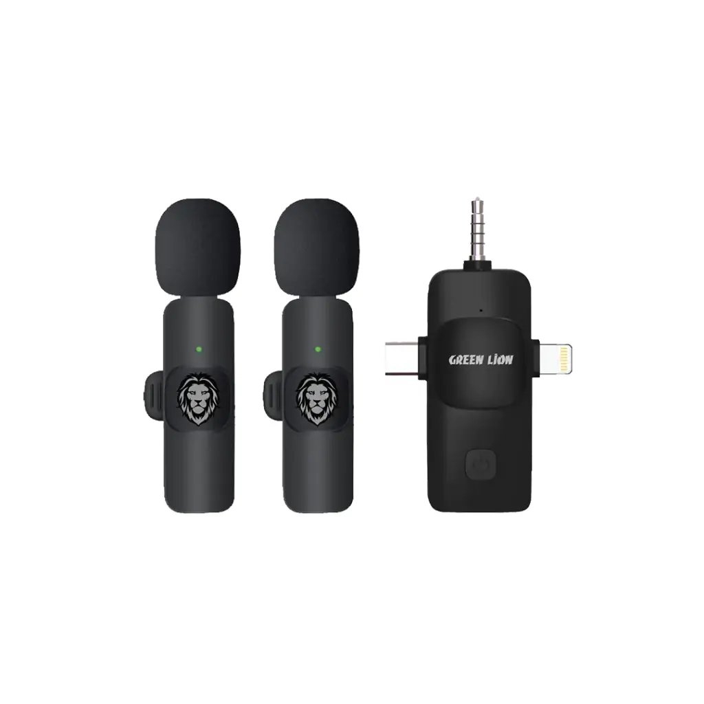Green Lion 3 IN 1 Microphone Type-C / Lightning / Aux - Green