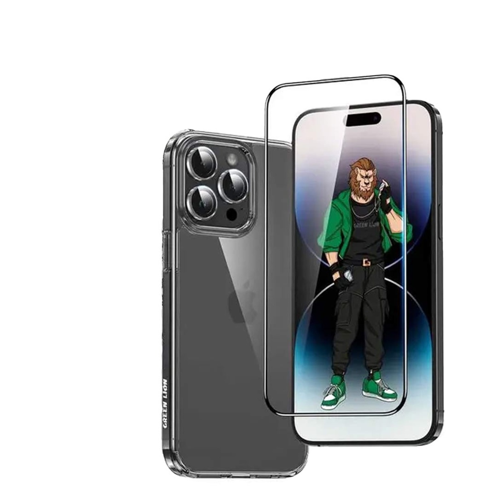 Green Lion 4 in-1 Defender Pack for iPhone 15 / 15 Plus- Transparent