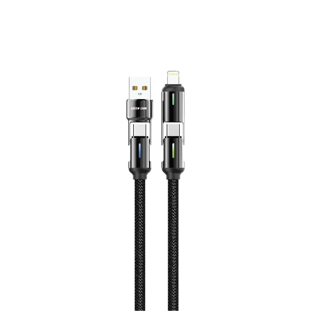 Green Lion 4 in 1 LED Braided Cable 60W - Black