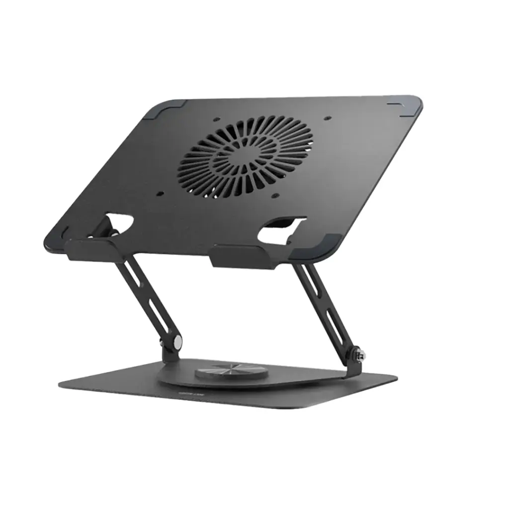 Green Lion Adjustable Laptop Stand with Cooling Fan - Black