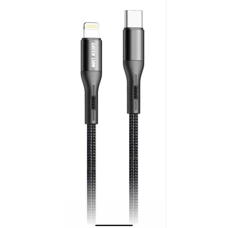 Green Lion Braided Type-C to Lightning Cable 2M 20W - Black