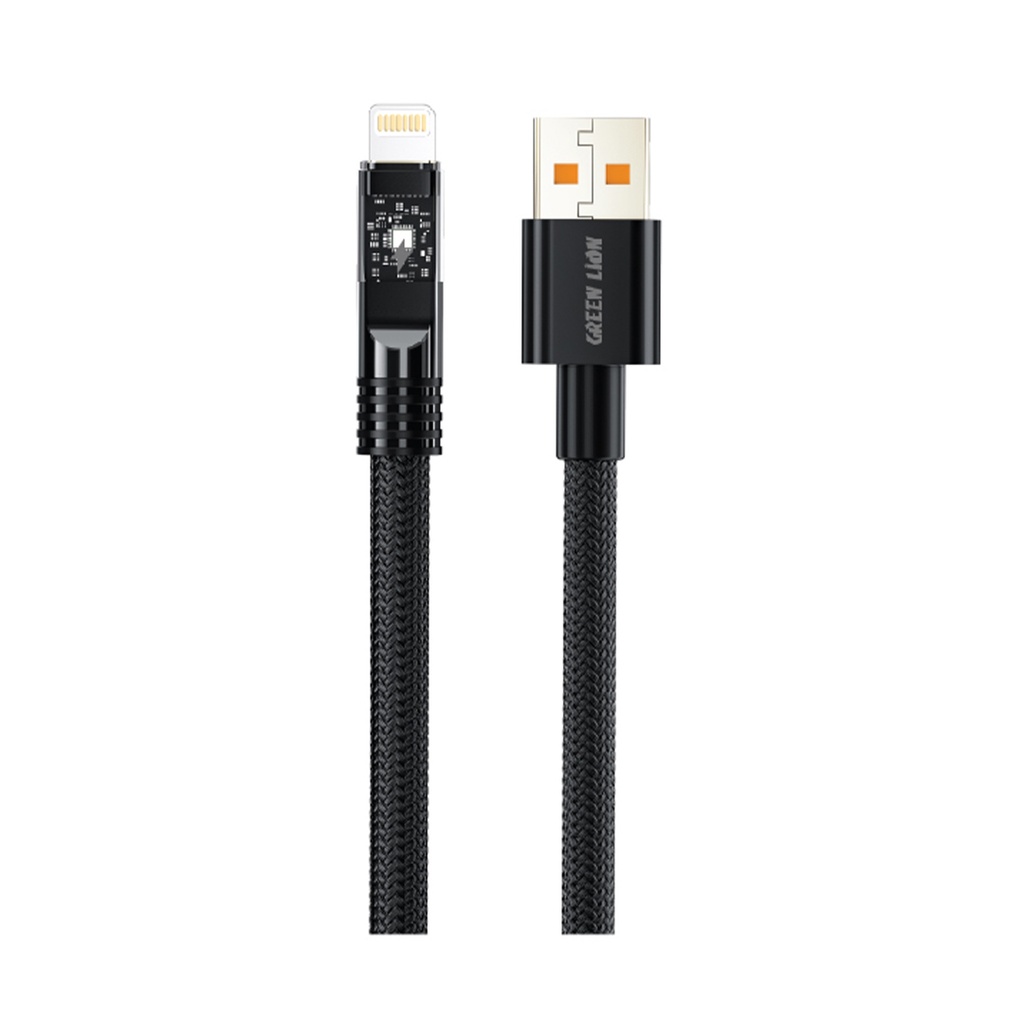 Green Lion Led Braided Usb-A to Lightning 1Meter - Black