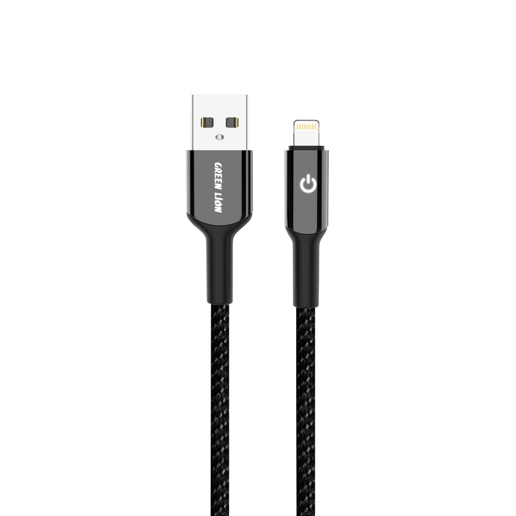 Green Lion USB-A to Lightning Braided Cable - Black