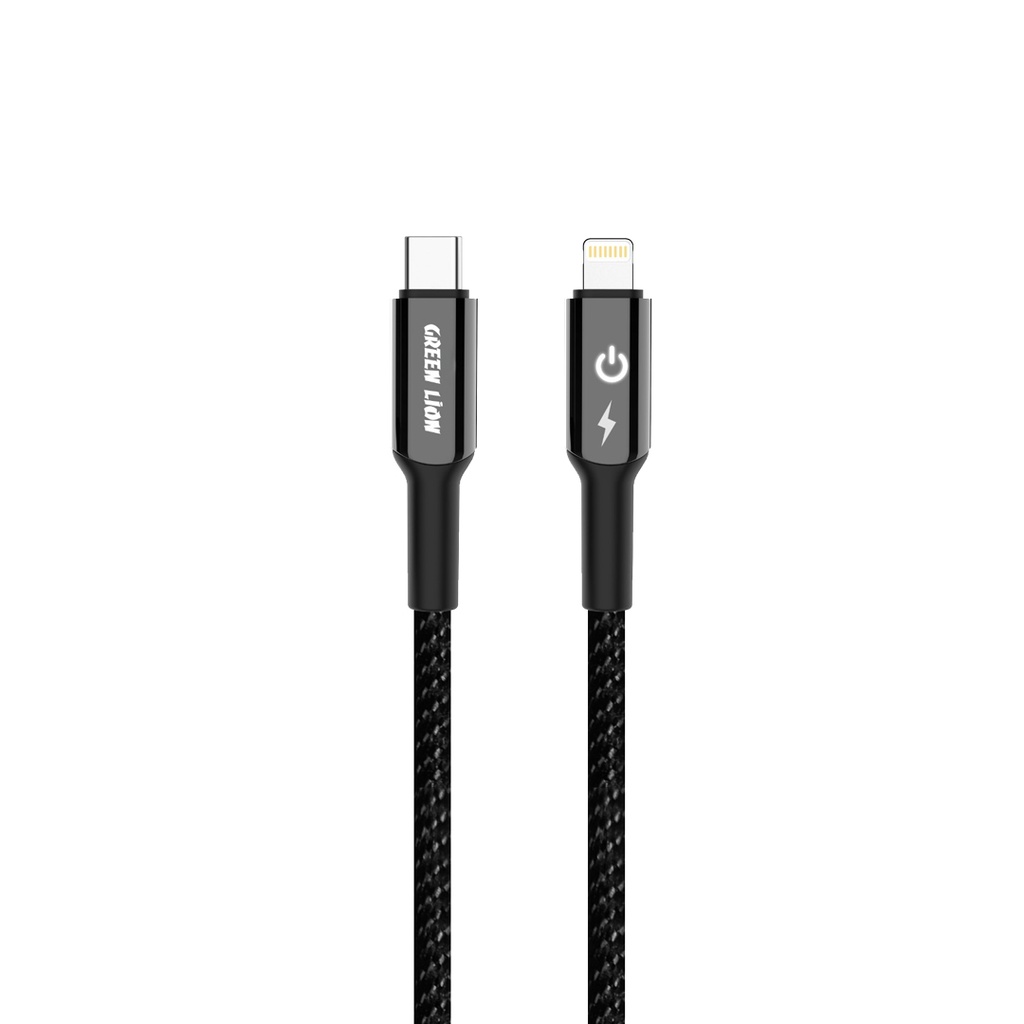 Green Lion USB-C to Lightning Braided Cable - Black