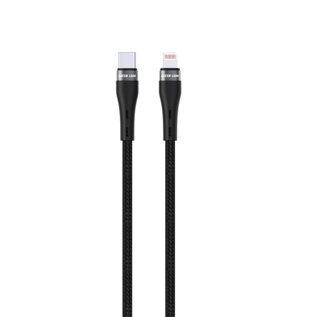 Green Lion USB-C to Lightning Braided Cable - Black