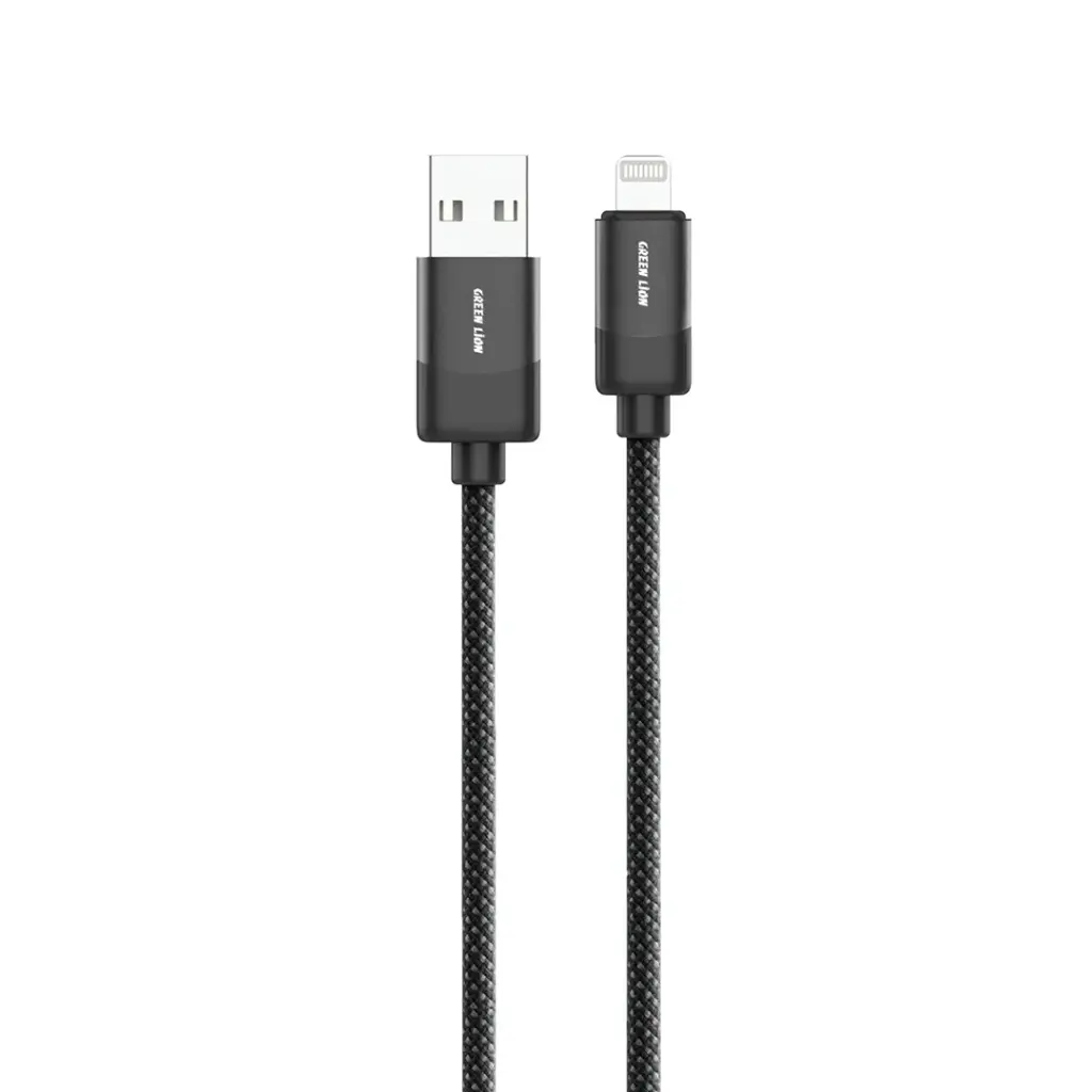 Green Lion USB-A to Lightning Braided Cable 1m 12W - Black