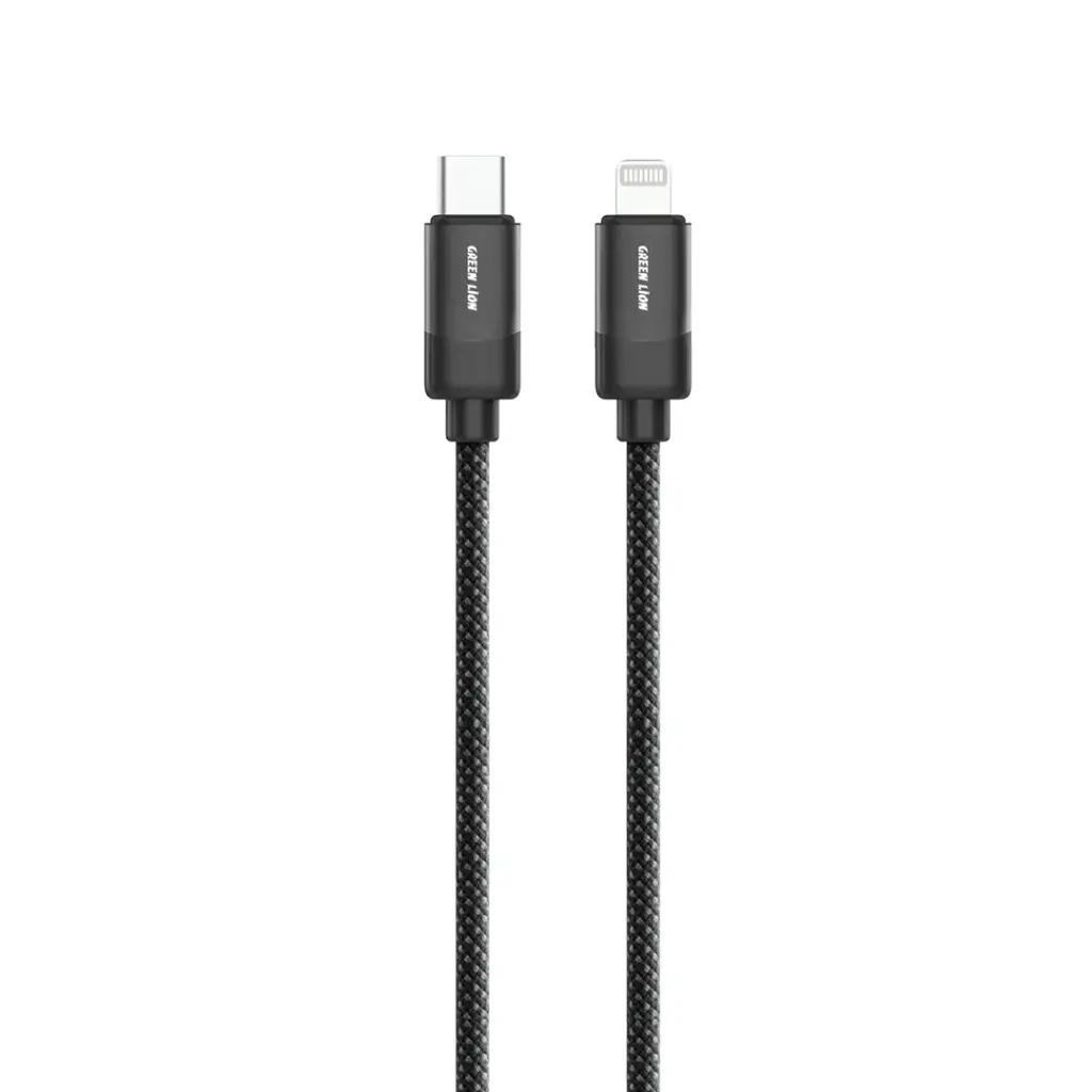 Green Lion USB-C to Lightning Braided Cable 1m 27W - Black
