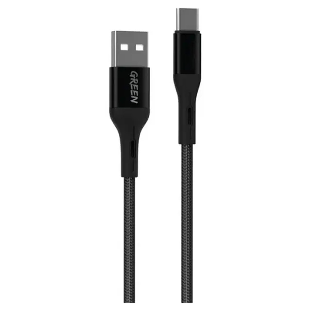 Green Lion USB-A to Type-C Braided Cable 1M - Black