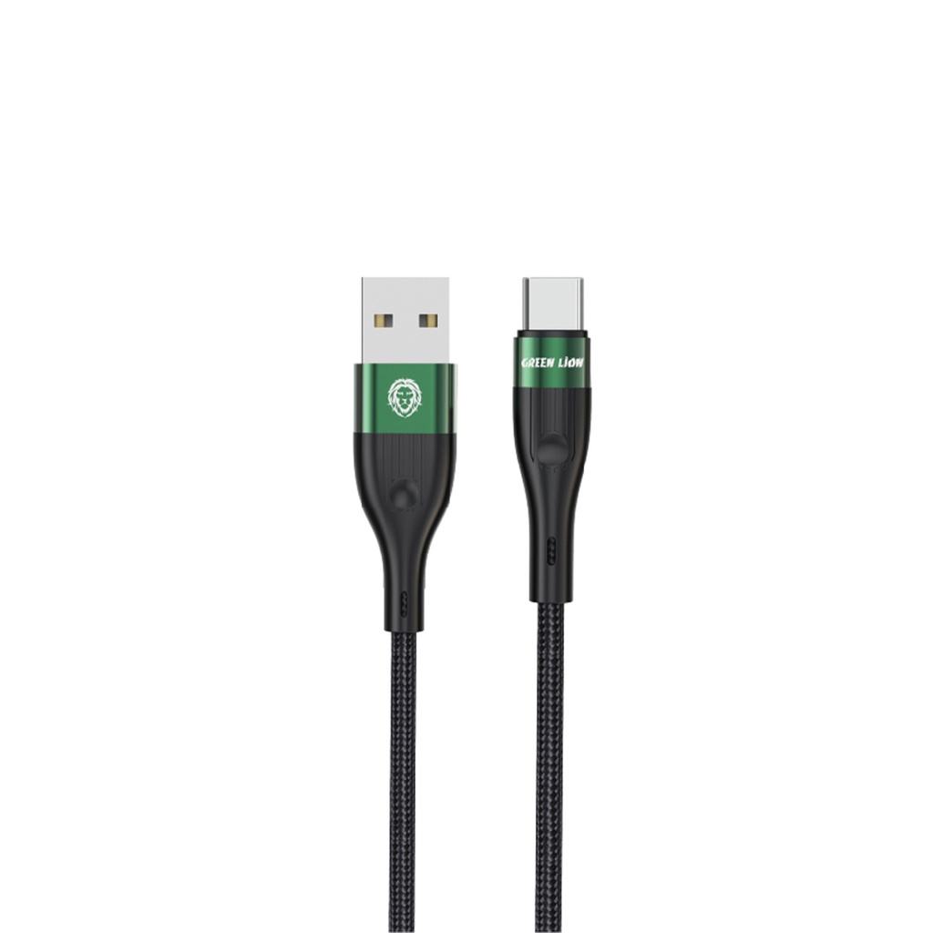 Green Lion USB-A to Type-C Braided Cable 3M - Black
