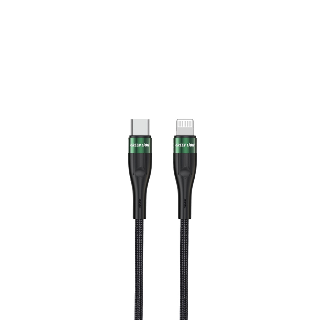 Green Lion USB-C to Lightning Braided Cable 3M PD 20W - Black