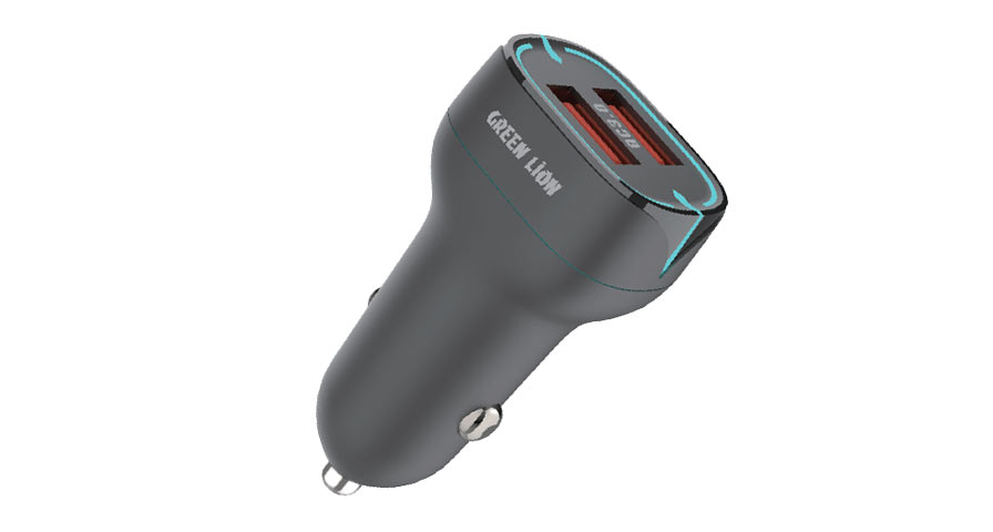 Green Lion Car Charger QC18w+QC 18w Total 36w USB-Type c cable 1m Black/Orange