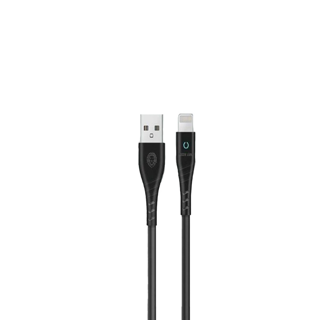 Green Lion PVC USB-A to Lightning Cable with LED Indicator 1M - Black