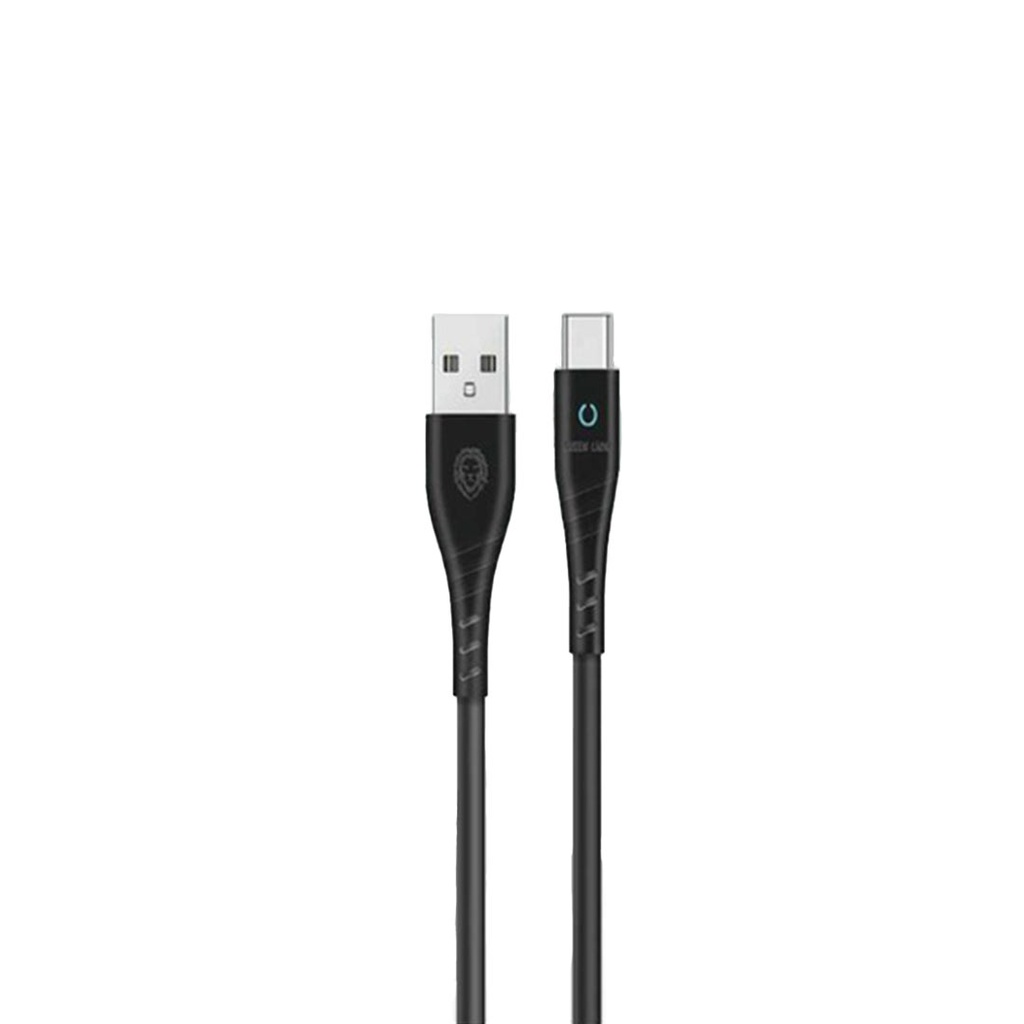 Green Lion PVC USB-A to Type-C Cable with LED Indicator 1M - Black