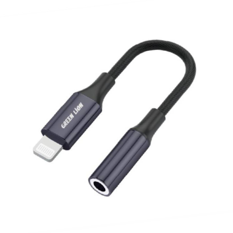 Green Lion Earphone Adapter Lightning to 3.5mm Audio Cable (12cm) - Gray