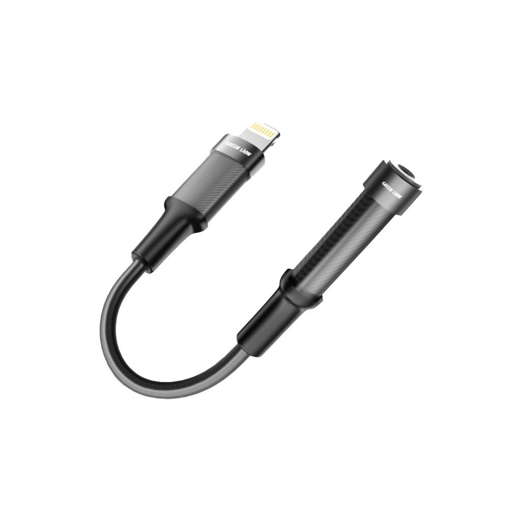 Green Lion Earphone Adapter Lightning to 3.5 Aux 12CM - Black
