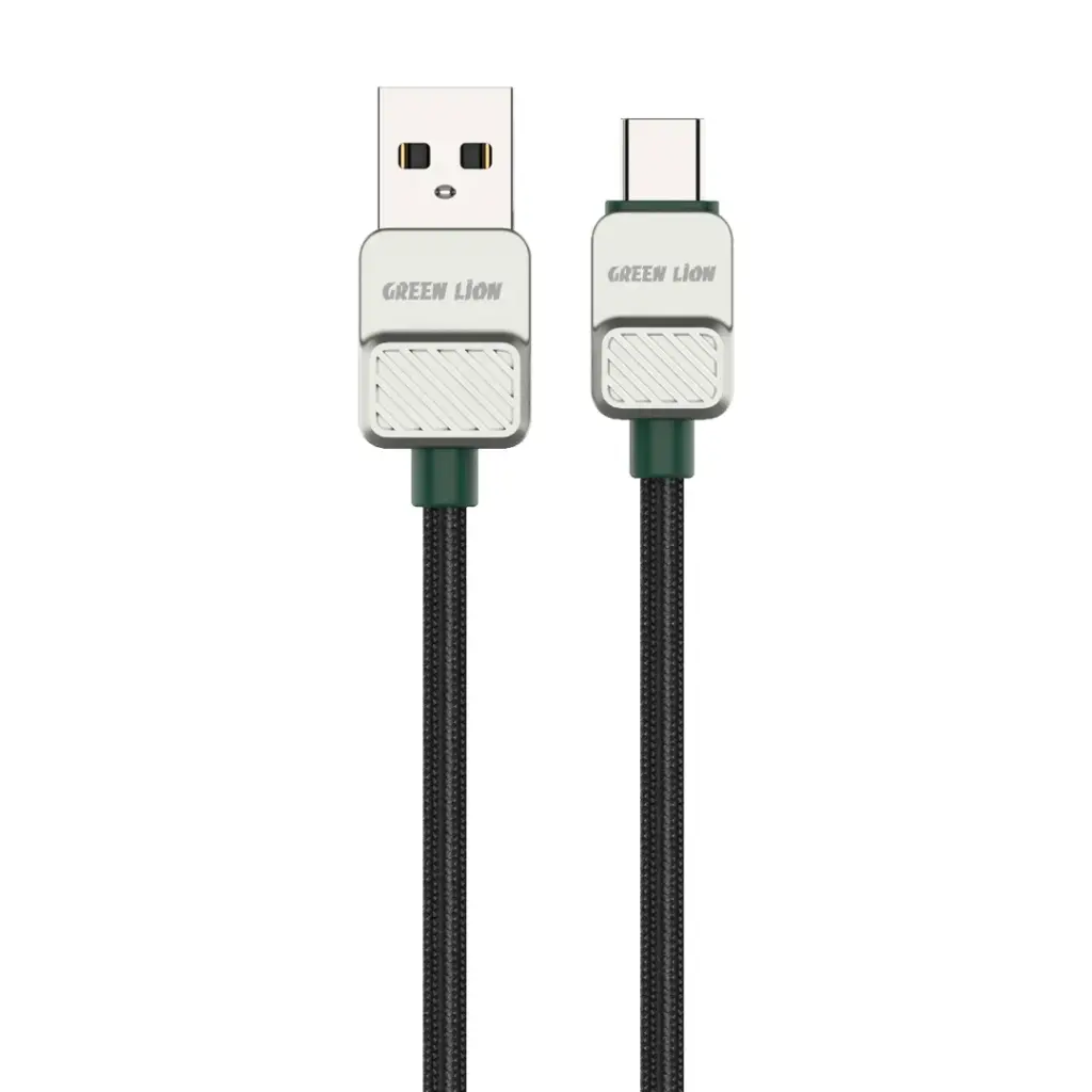 Green Lion USB A to Type-C Cable Electroplated + Braided 1m 15W - Black