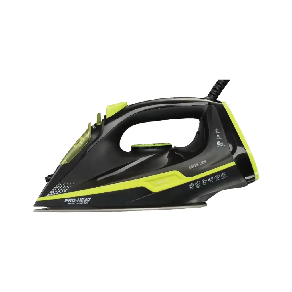 Green Lion Essential Care Steam Iron 2200W - Black and Green