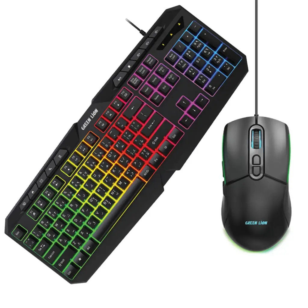 Green Lion GK-400 RGB Gaming Keyboard + Mouse - Black