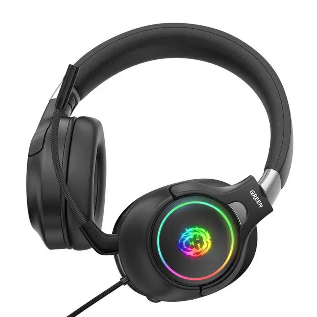 Green Lion K10 RGB Professional Gaming Headphones - Black