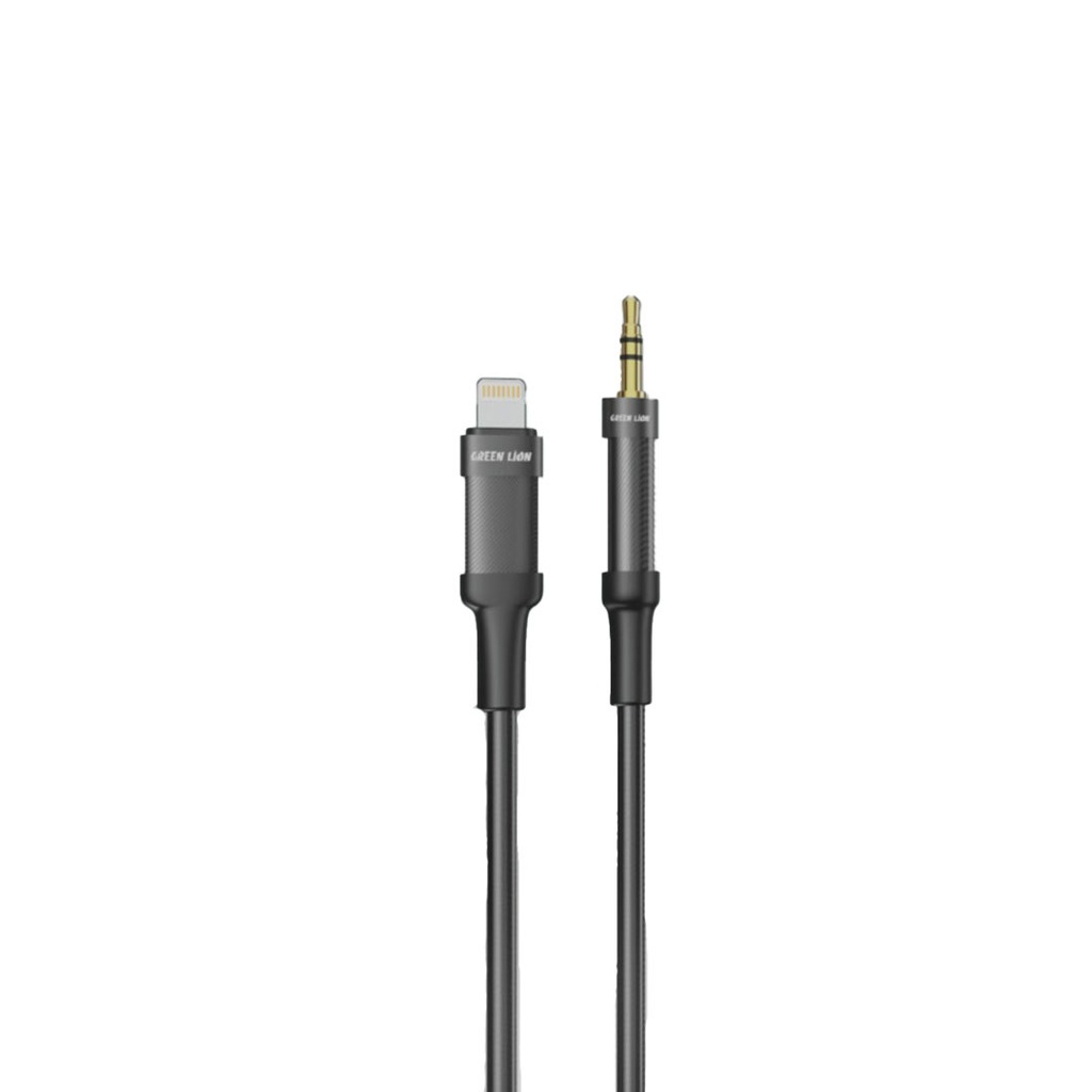 Green Lion Lightning to AUX Braided Cable 1M - Black