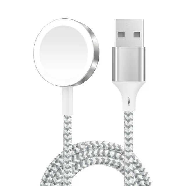 Green Lion Magnetic Braided Charging Cable 1.2M (USB-A Interface) for iWatch - Silver