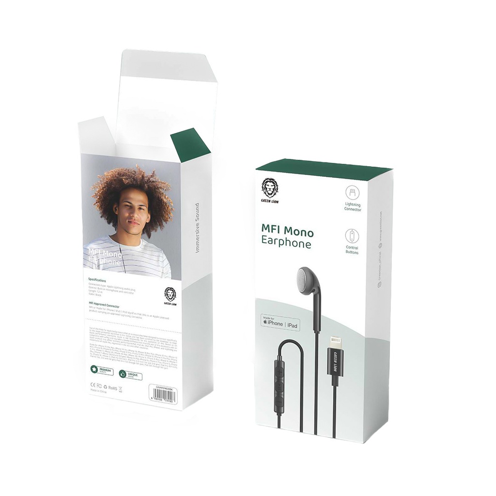 Green Lion MFI Mono Earphone with Lightning Connector