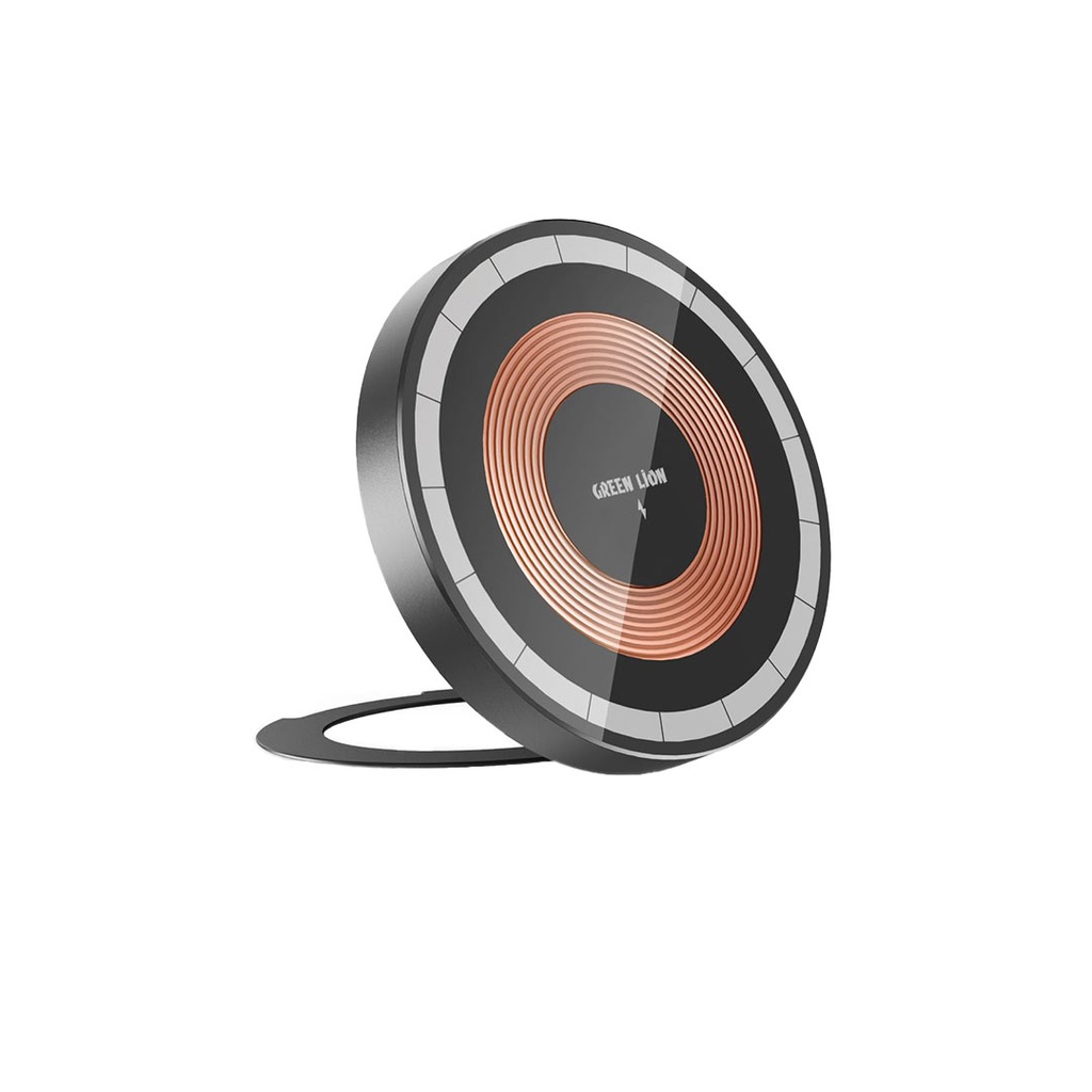 Green Lion Magsafe Wireless Charger with Tempered Glass For iPhone - Black