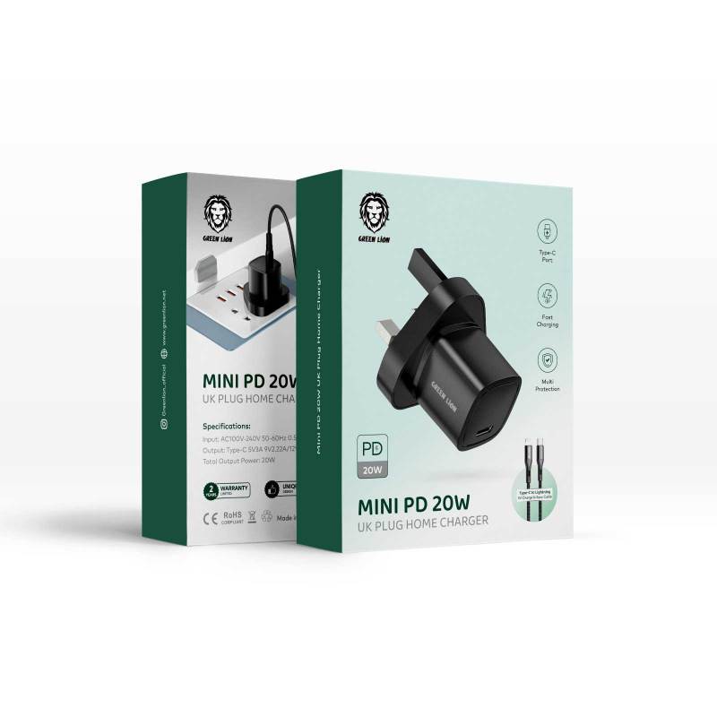 Green Lion Mini PD 20W Charger, Type-C To Lightning Cable Included (1m)