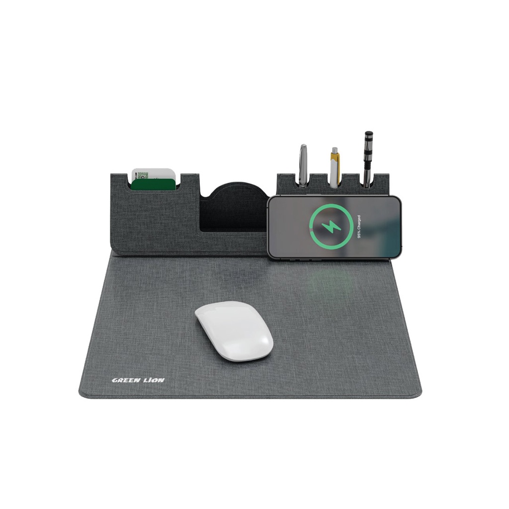 Green Lion Mouse Pad Wireless Charger - Gray