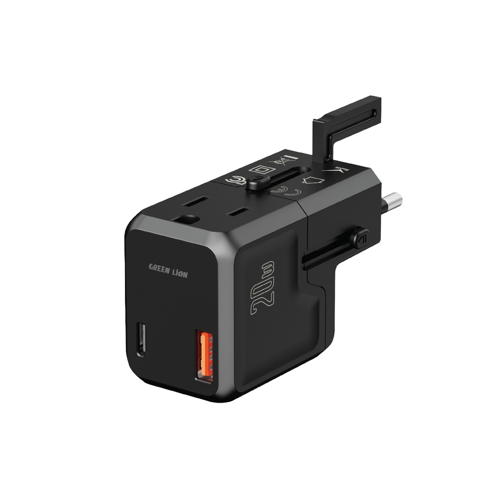 Green Lion Mini Travel Adapter PD 20W Fast Charging - Black