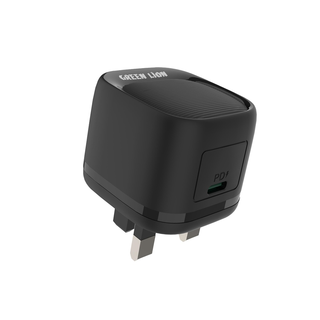 Green Lion PD 20W USB-C UK Wall Charger - Black