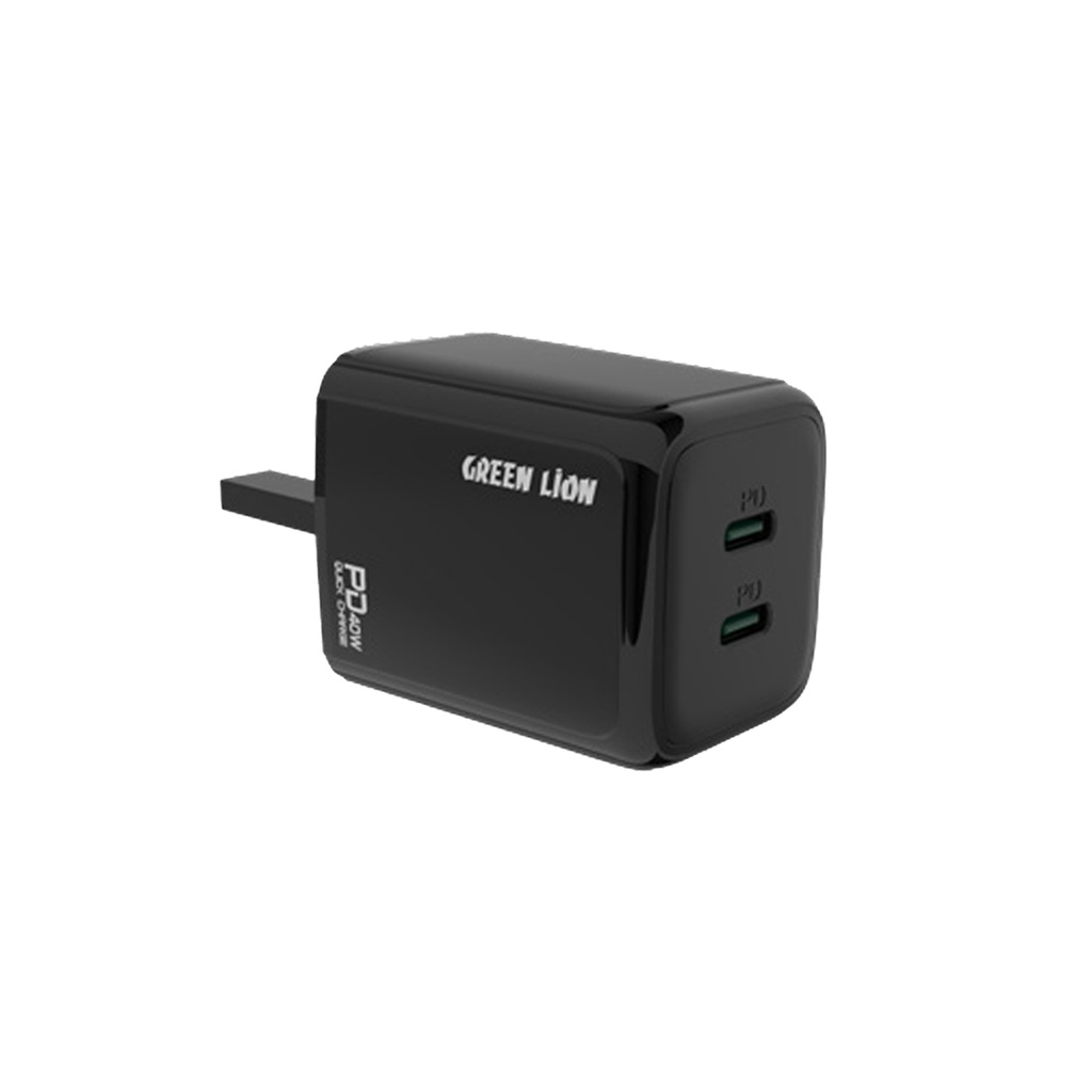 Green Lion 40W Dual PD Wall Charger - Black
