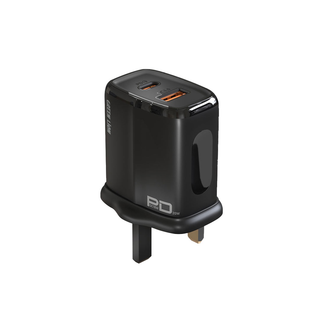 Green Lion QC3.0+PD(One-way solution)20W +TC- TC data cable 1m Black/Orange