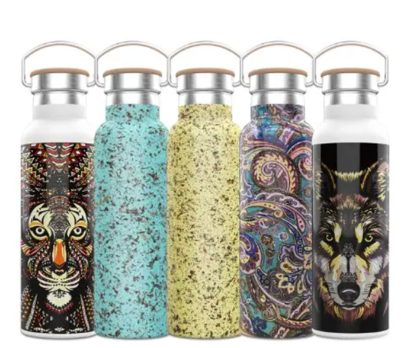 Green Lion Pattern Stainless Steel Water Bottle 600ml / 21oz