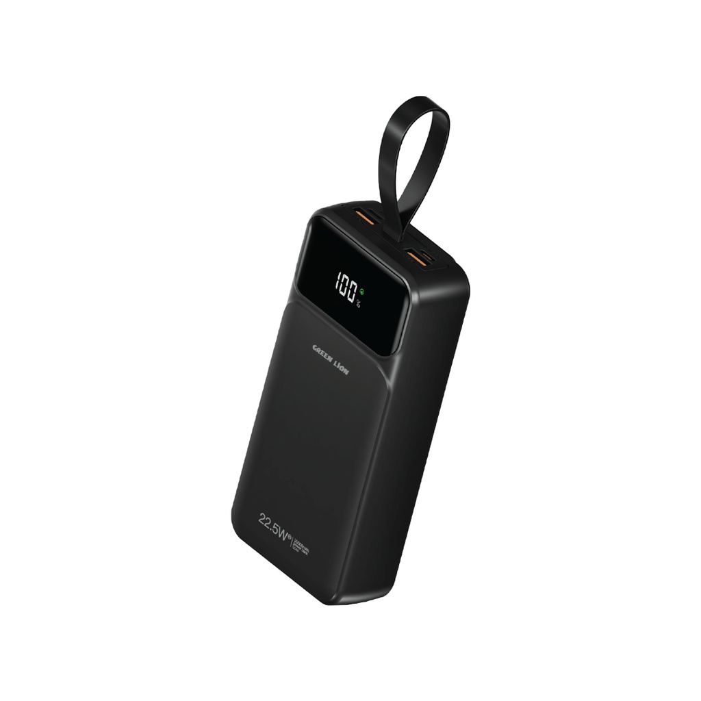 Green Lion Power Tank Power Bank 30000mAh PD 22.5W with Fast Charging Cable - Black