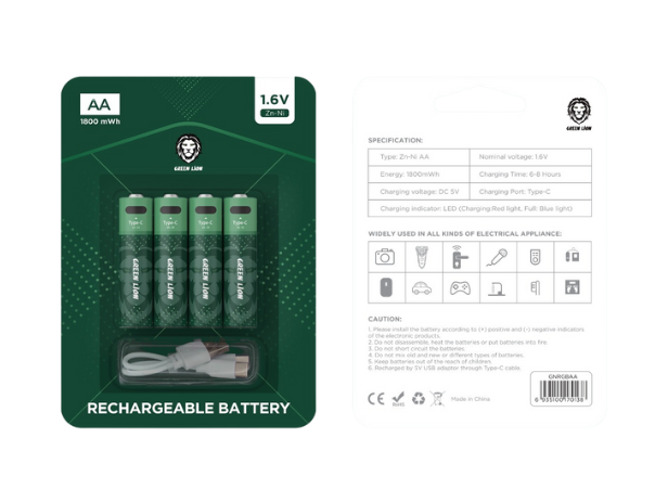 Green Lion Rechargeable Battery AA 1.6V Alkaline Battery