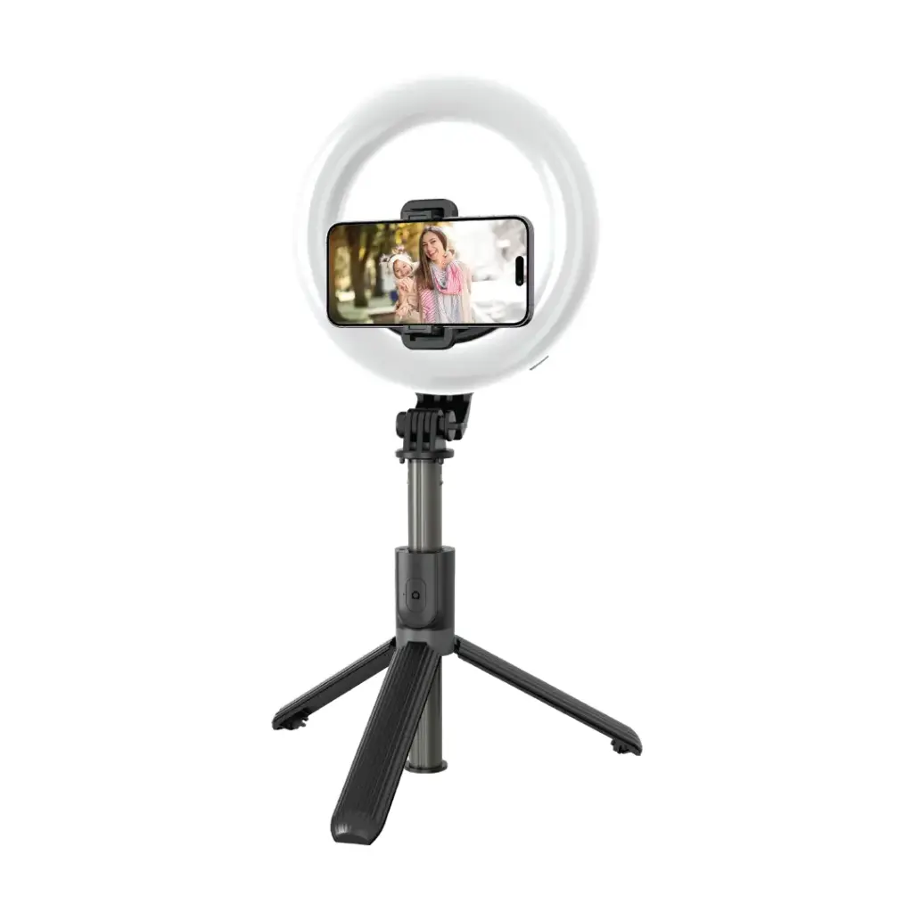 Green Lion Ring Light 6″ Selfie Stick - Black