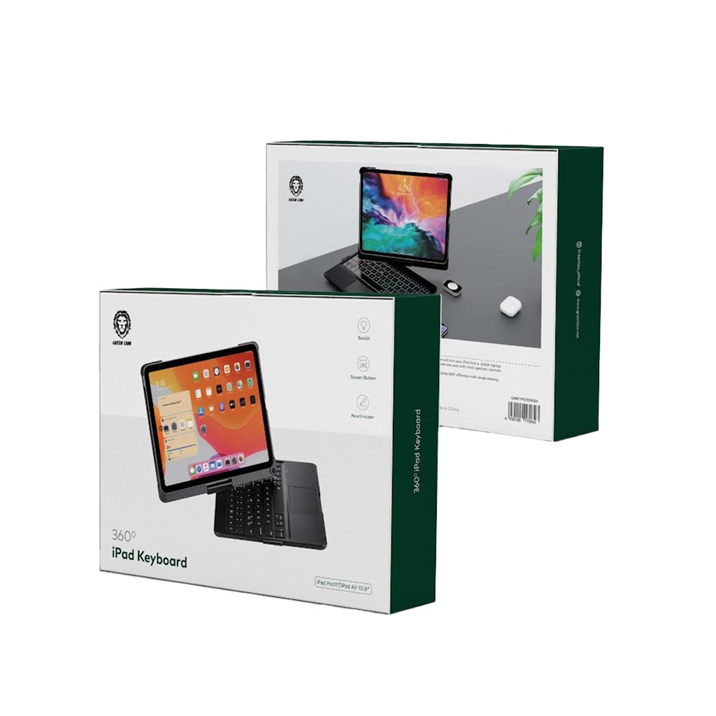 Green Lion 360° iPad Keyboard 500mAh-IPad Air 10.9" & Pro  11"-Black