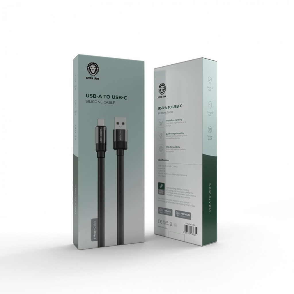Green Lion Liquid Silicone Cable USB to TYPE-C - Black