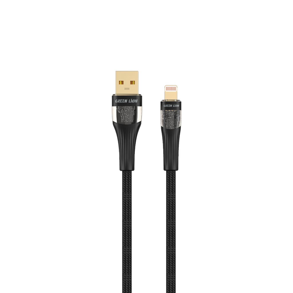 Green Lion Transparent Cable USB-A to Lightning - Black