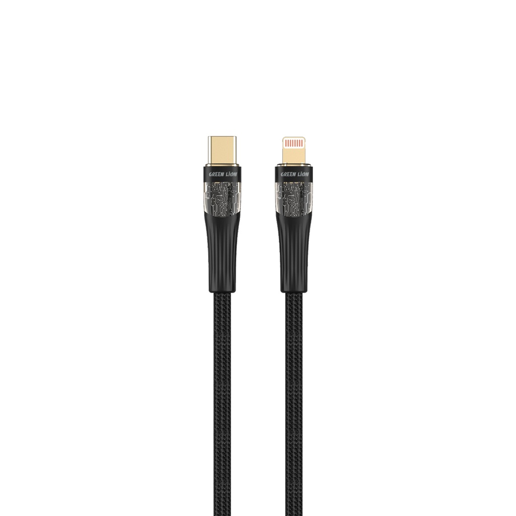 Green Lion Transparent Cable USB-C to Lightning - Black