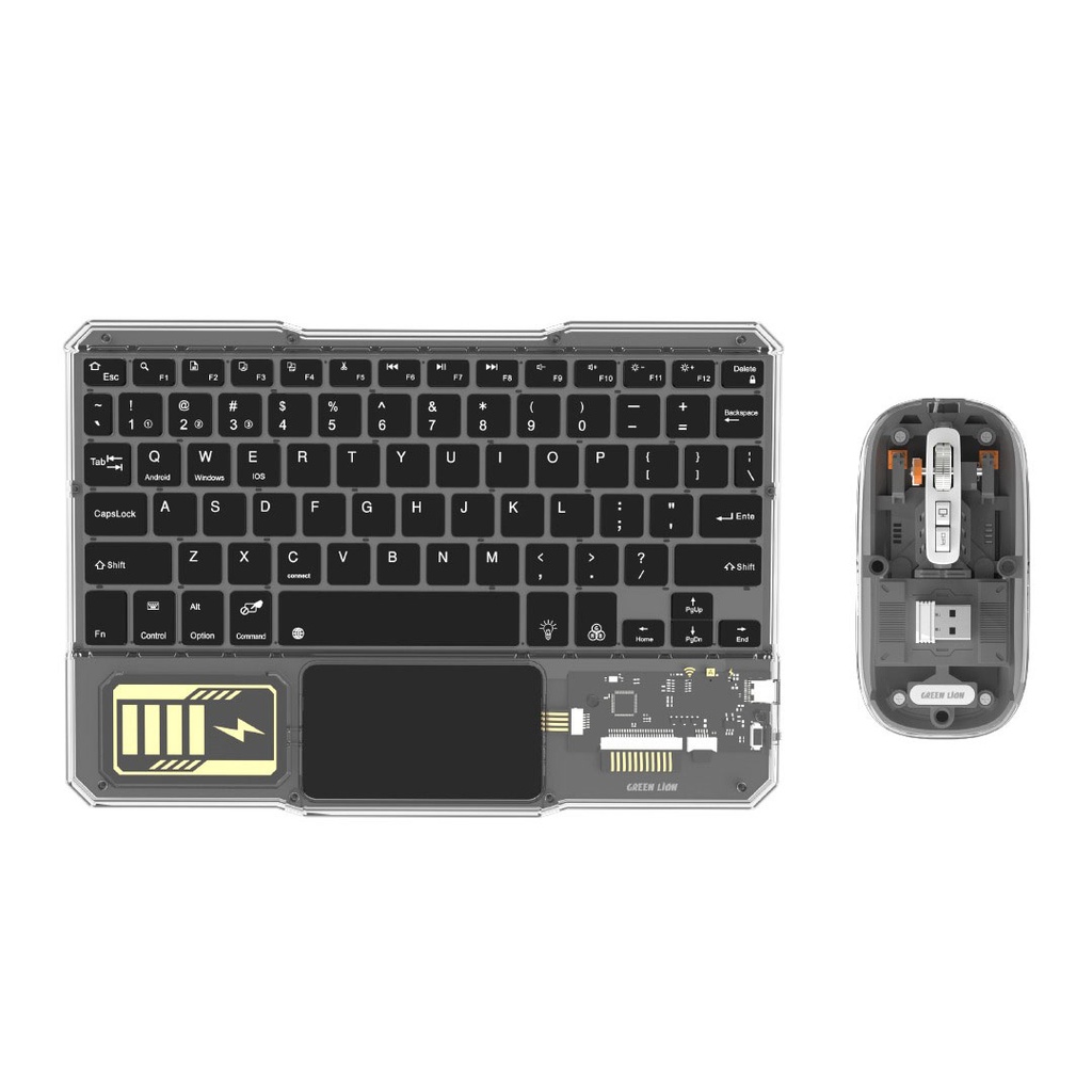 Green Lion Transparent Duo Wireless Keyboard & Mouse - Black